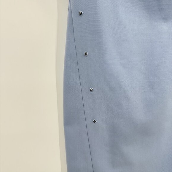 dress shift sheath worsted wool short sleeve business office blue 2 4 - Picture 1 of 6